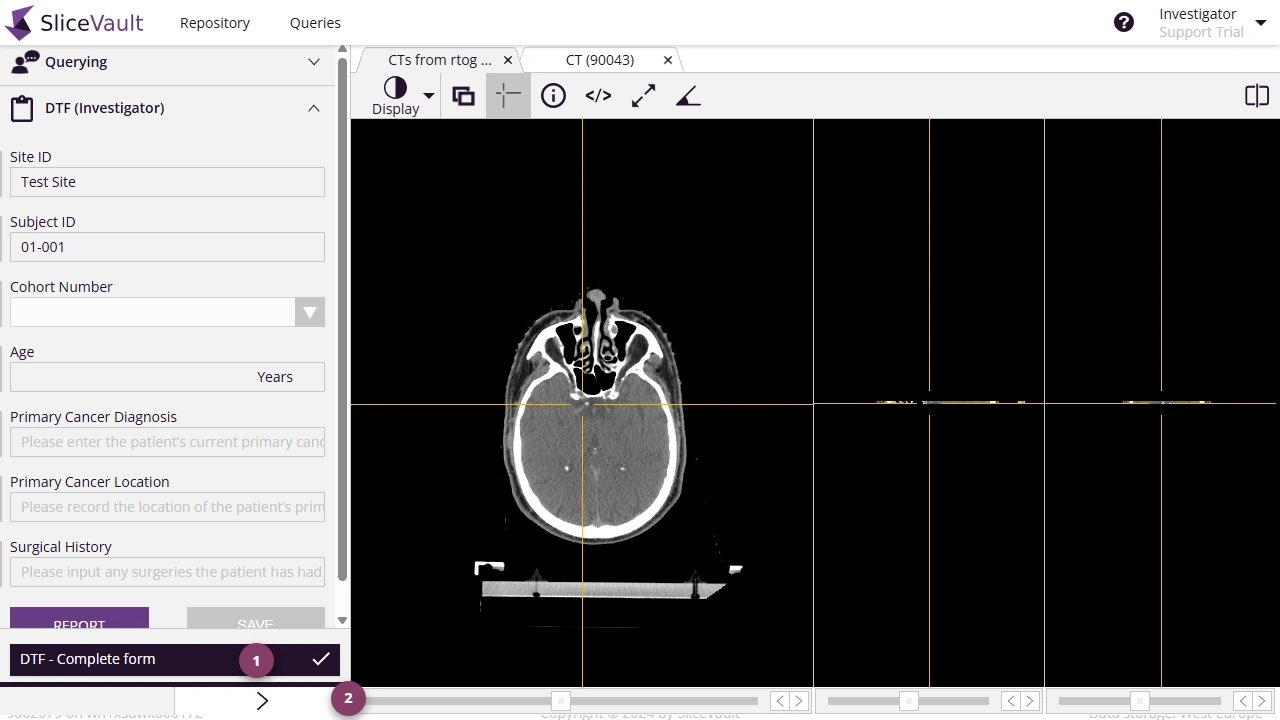 Screenshot showing DTF location and Complete Form button