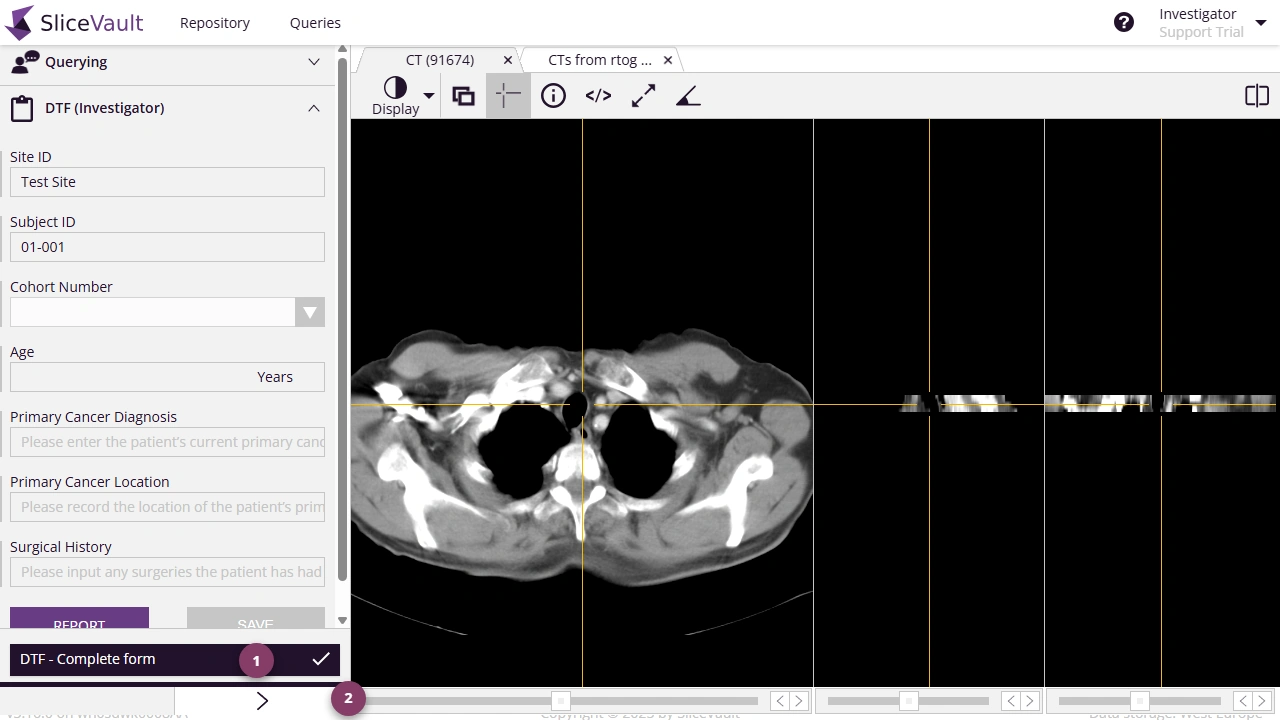 Screenshot showing DTF location and Complete Form button