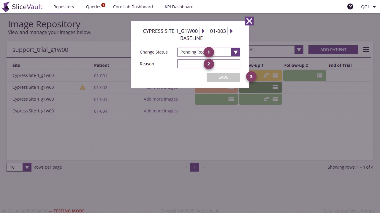 Screenshot - Change status