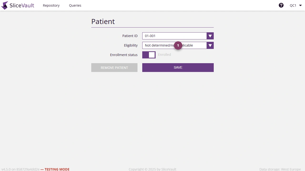 Screenshot: Eligibility