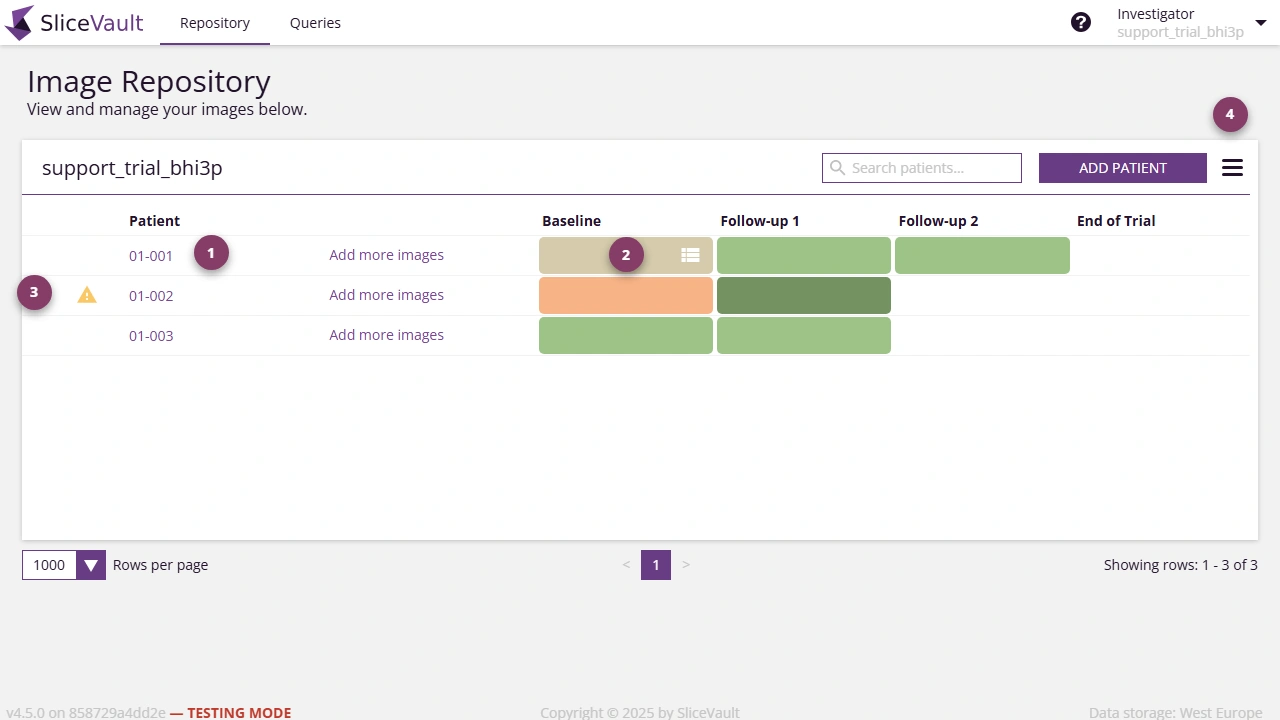 Screenshot - Main Repository Site With Patient List
