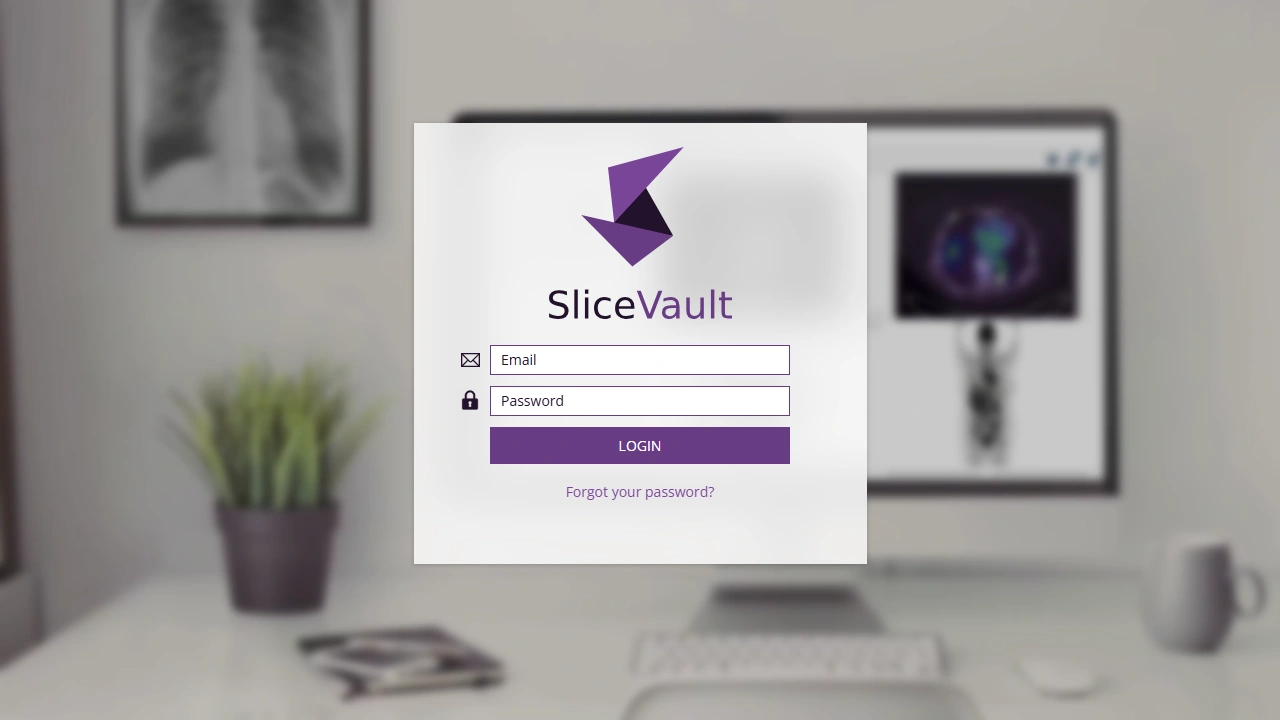 Screenshot of the SliceVault login page