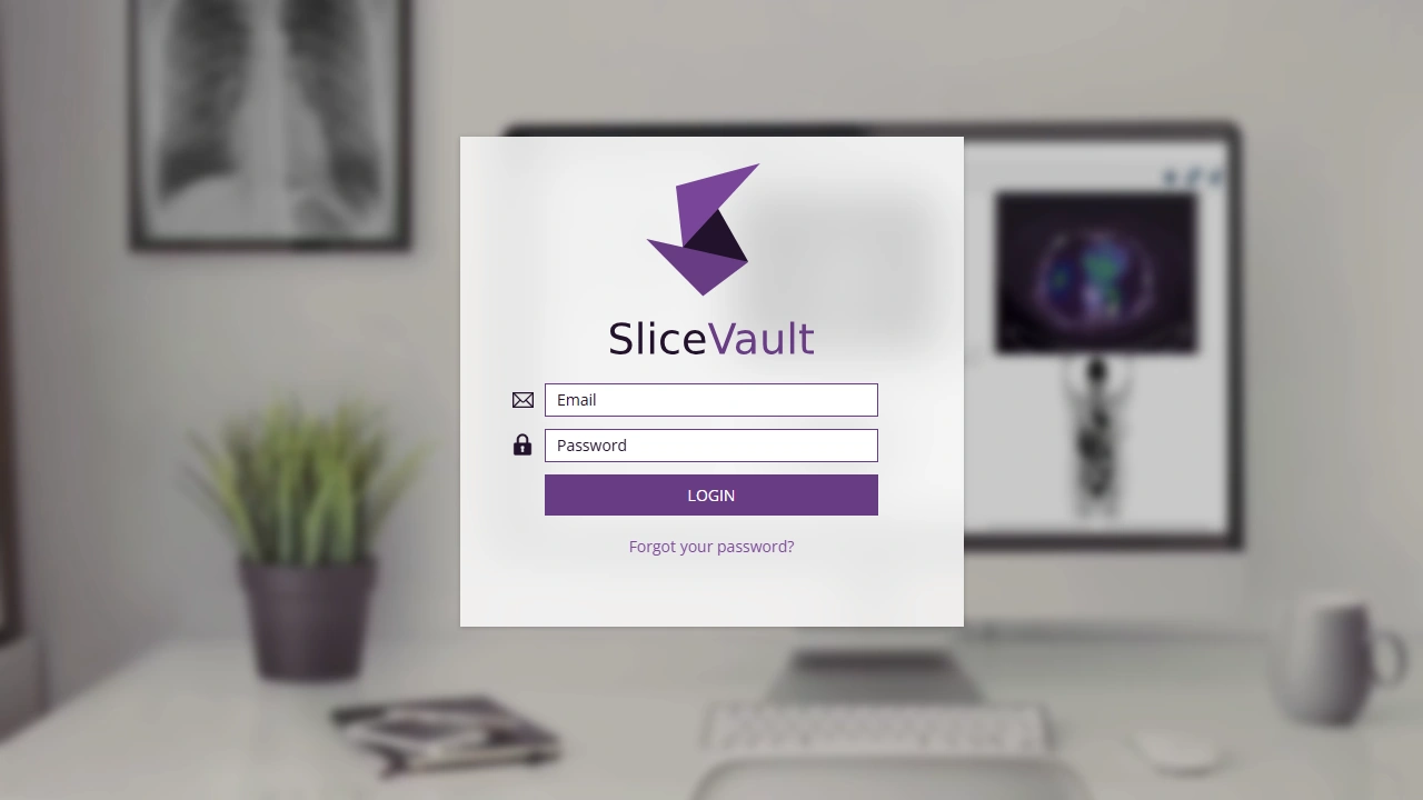 Screenshot of the SliceVault login page