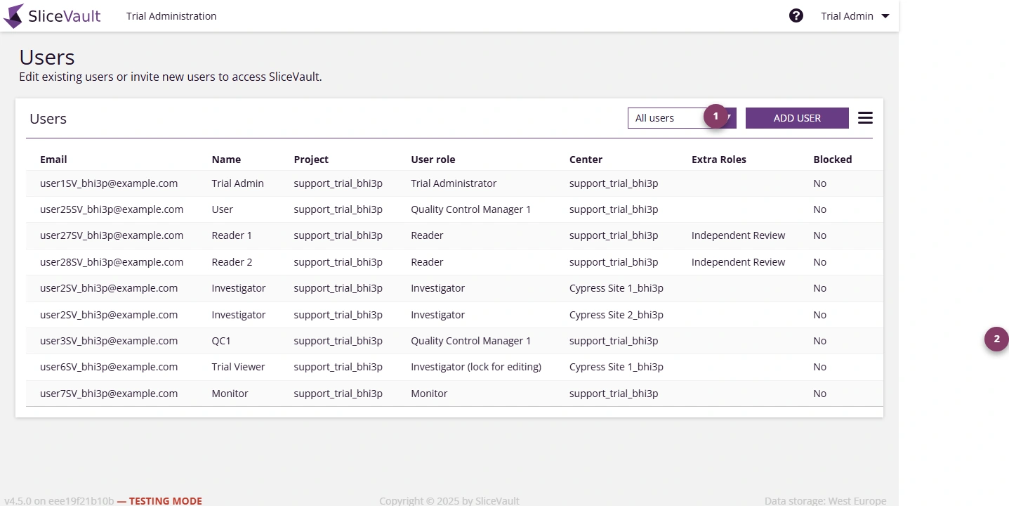 Screenshot - Manage Users Actions