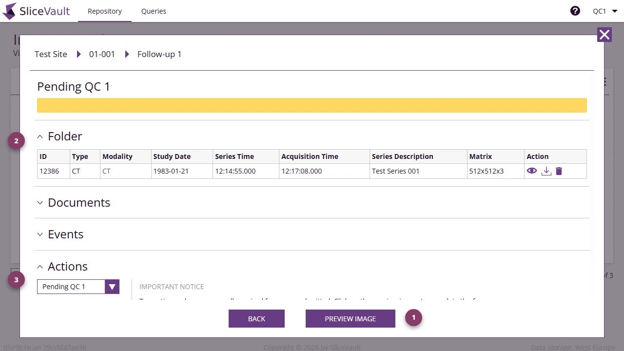 Screenshot - QC Dashboard Actions