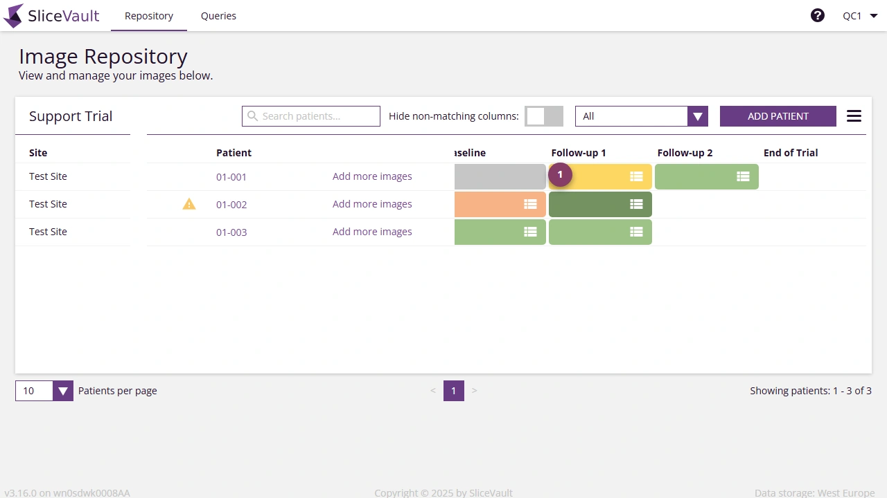 Screenshot - View data by QC