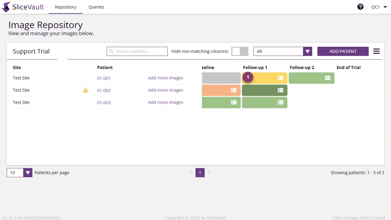 Screenshot - View data by QC