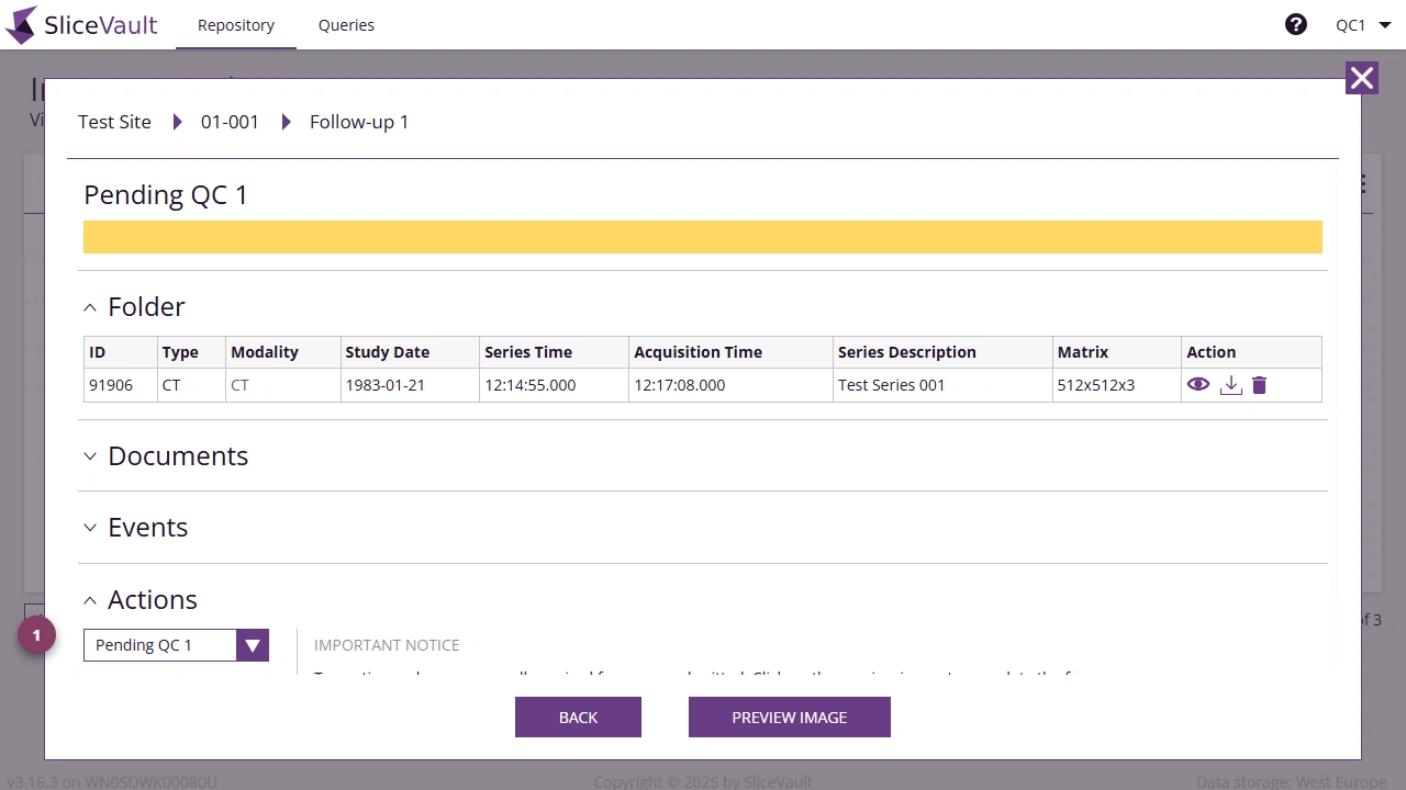 Screenshot - QC Change Visit Status