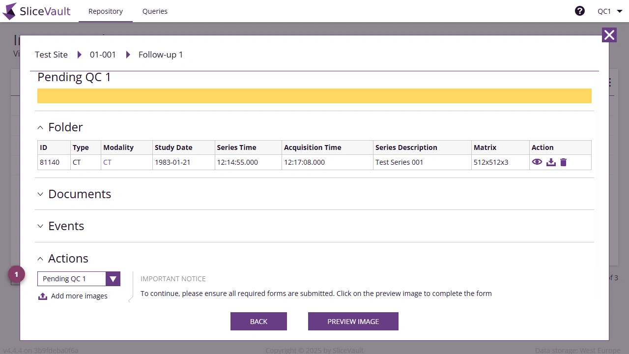 Screenshot - QC Change Visit Status