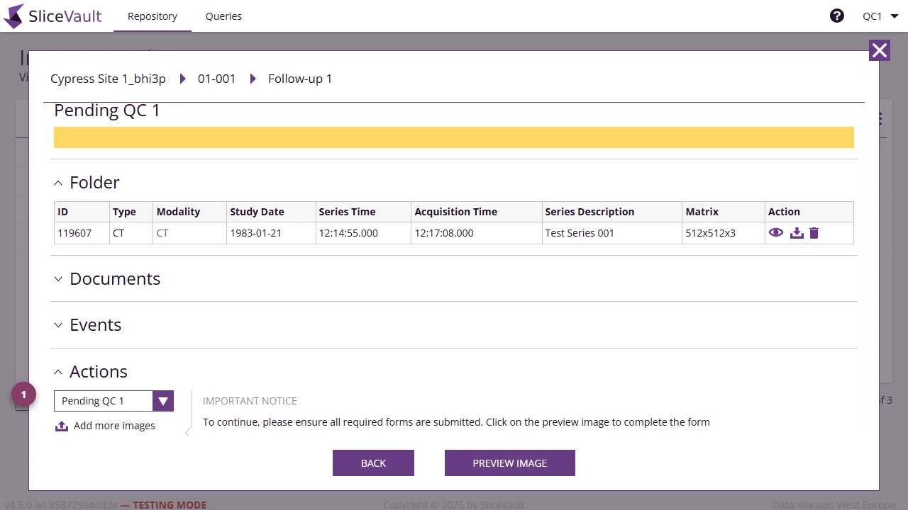 Screenshot - QC Change Visit Status