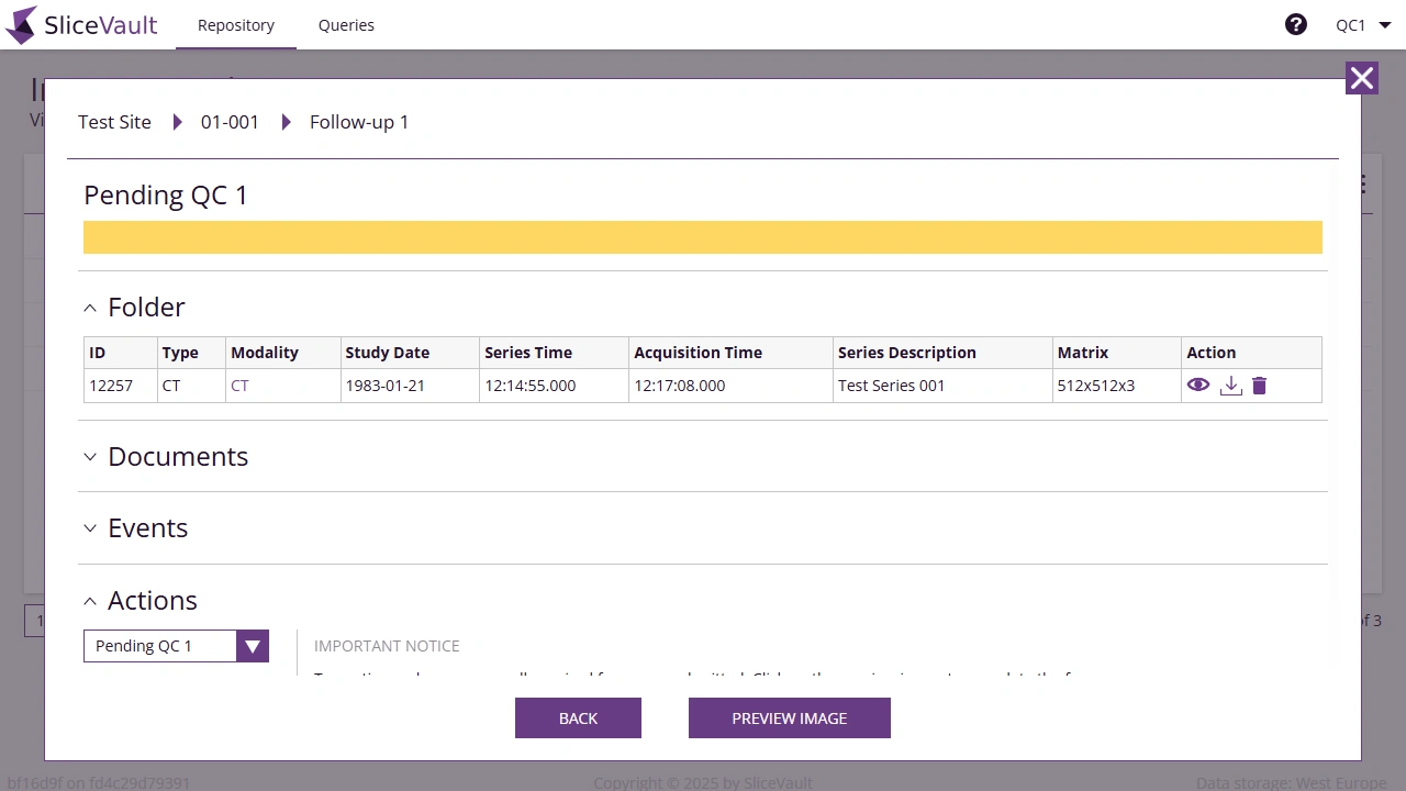 QC changing visit status