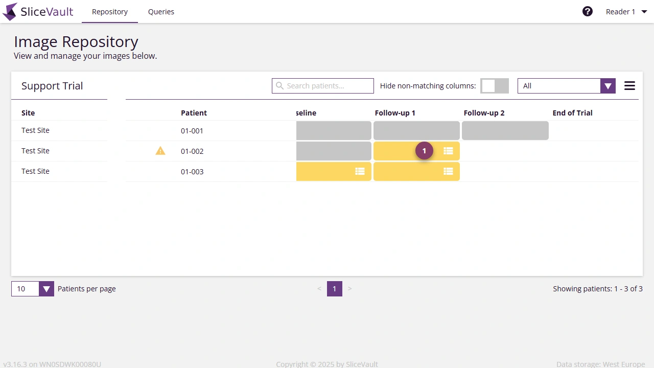 Screenshot - View data by QC