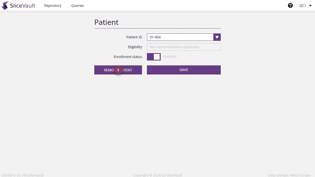 Screenshot - Remove Patient