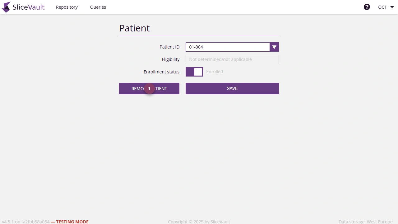 Screenshot - Remove Patient