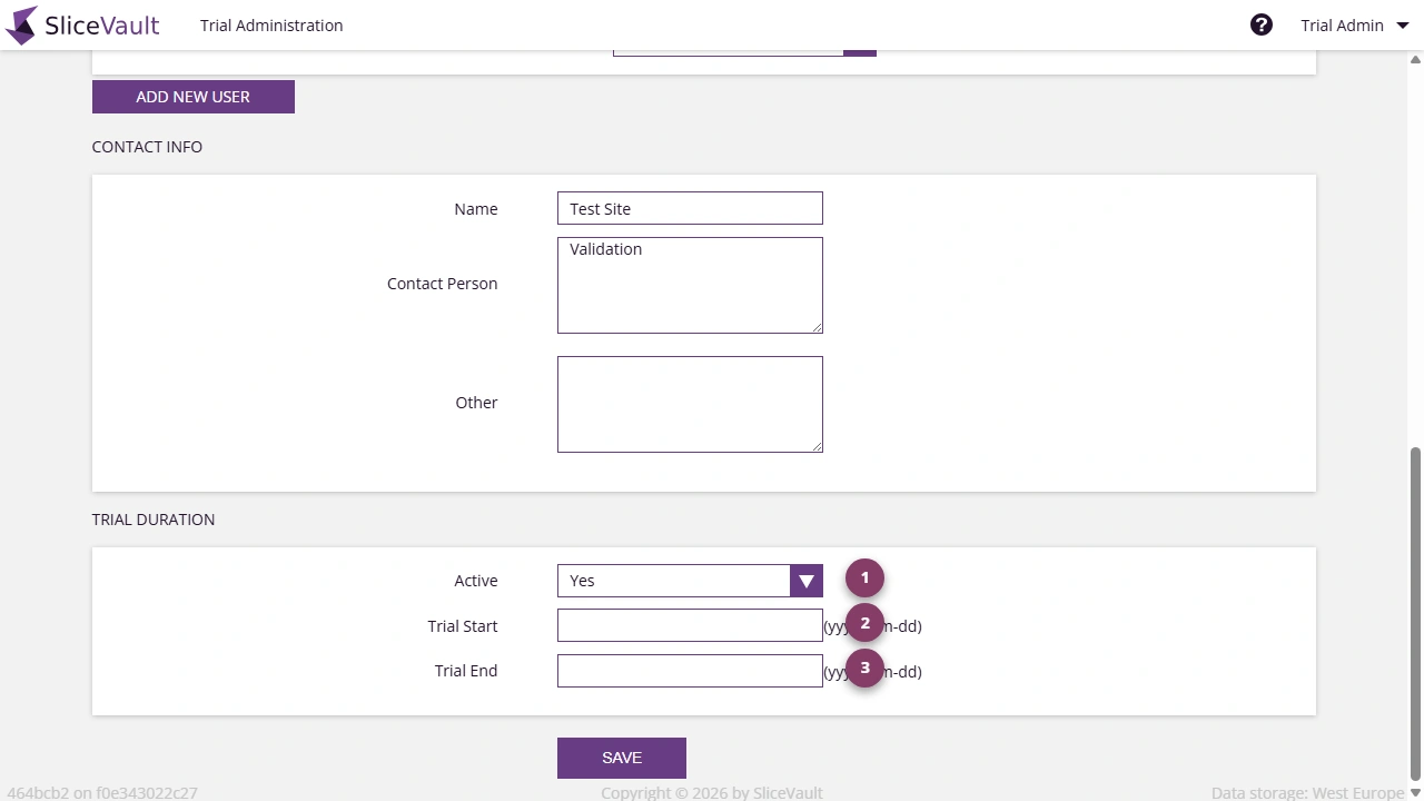 Screenshot - Site Access Window