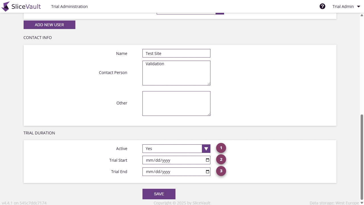 Screenshot - Site Access Window