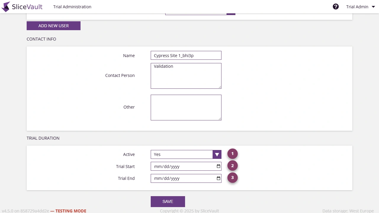 Screenshot - Site Access Window
