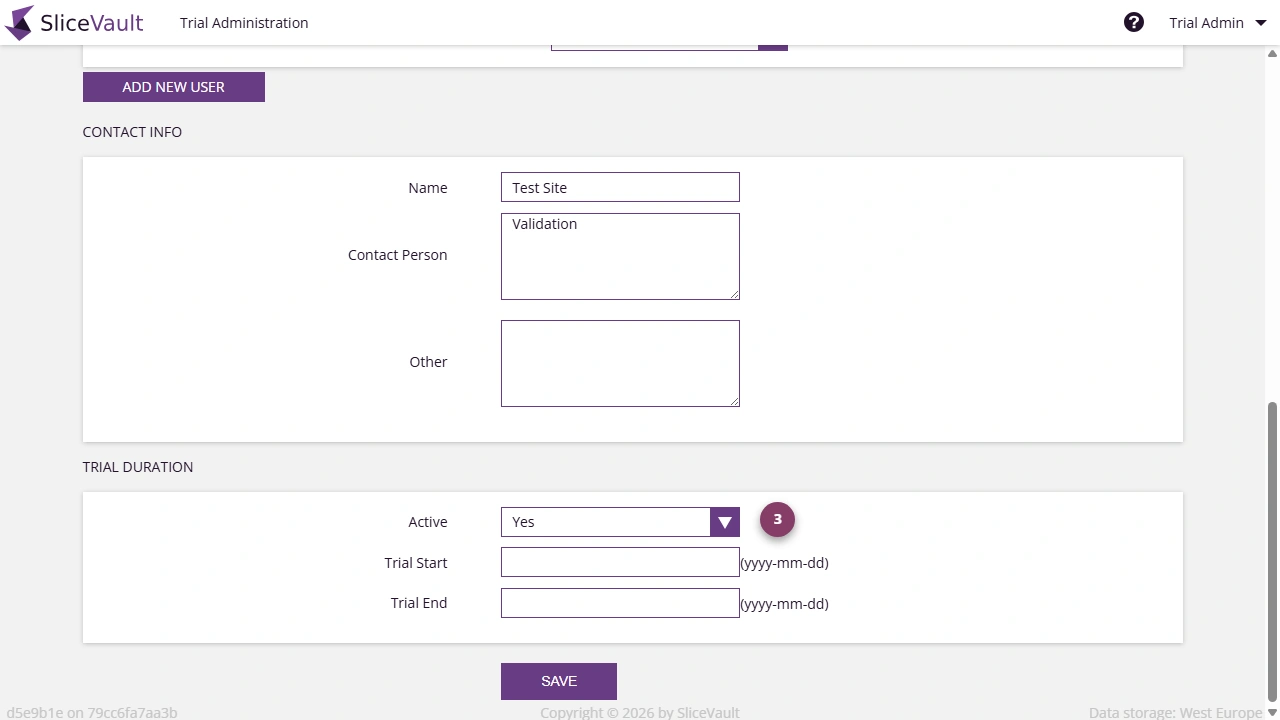 Screenshot - Site Activation