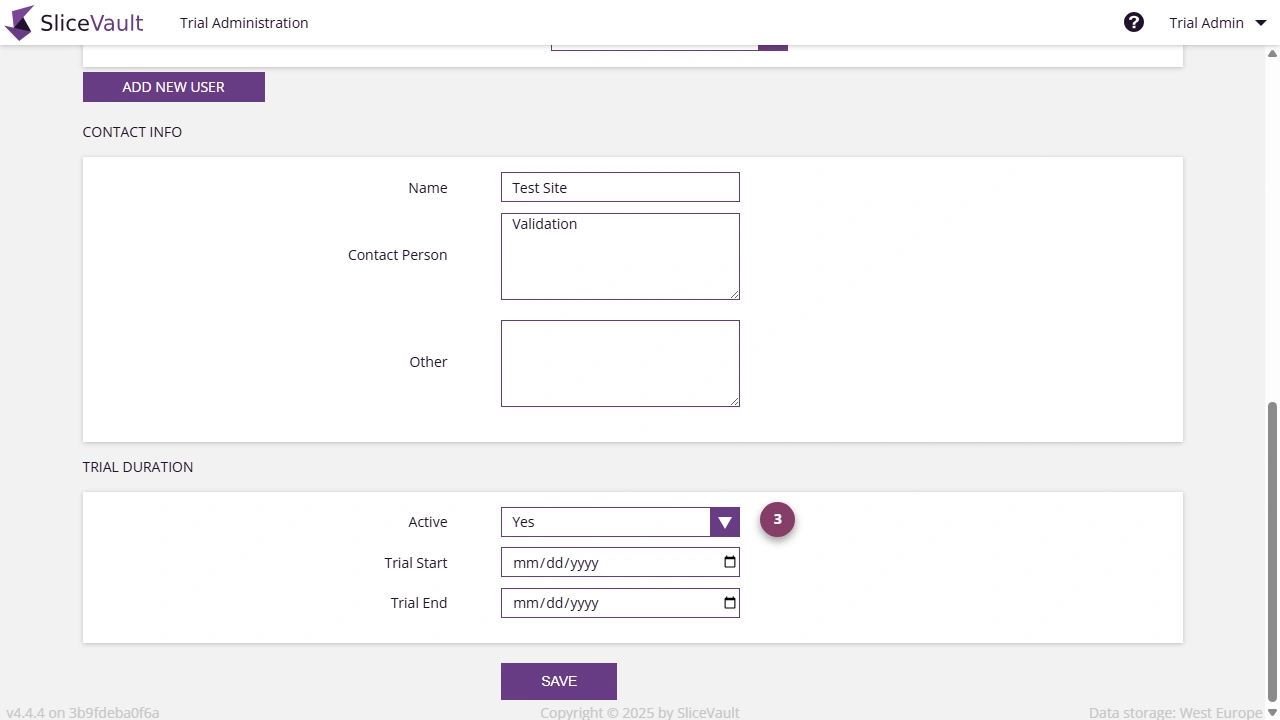 Screenshot - Site Activation
