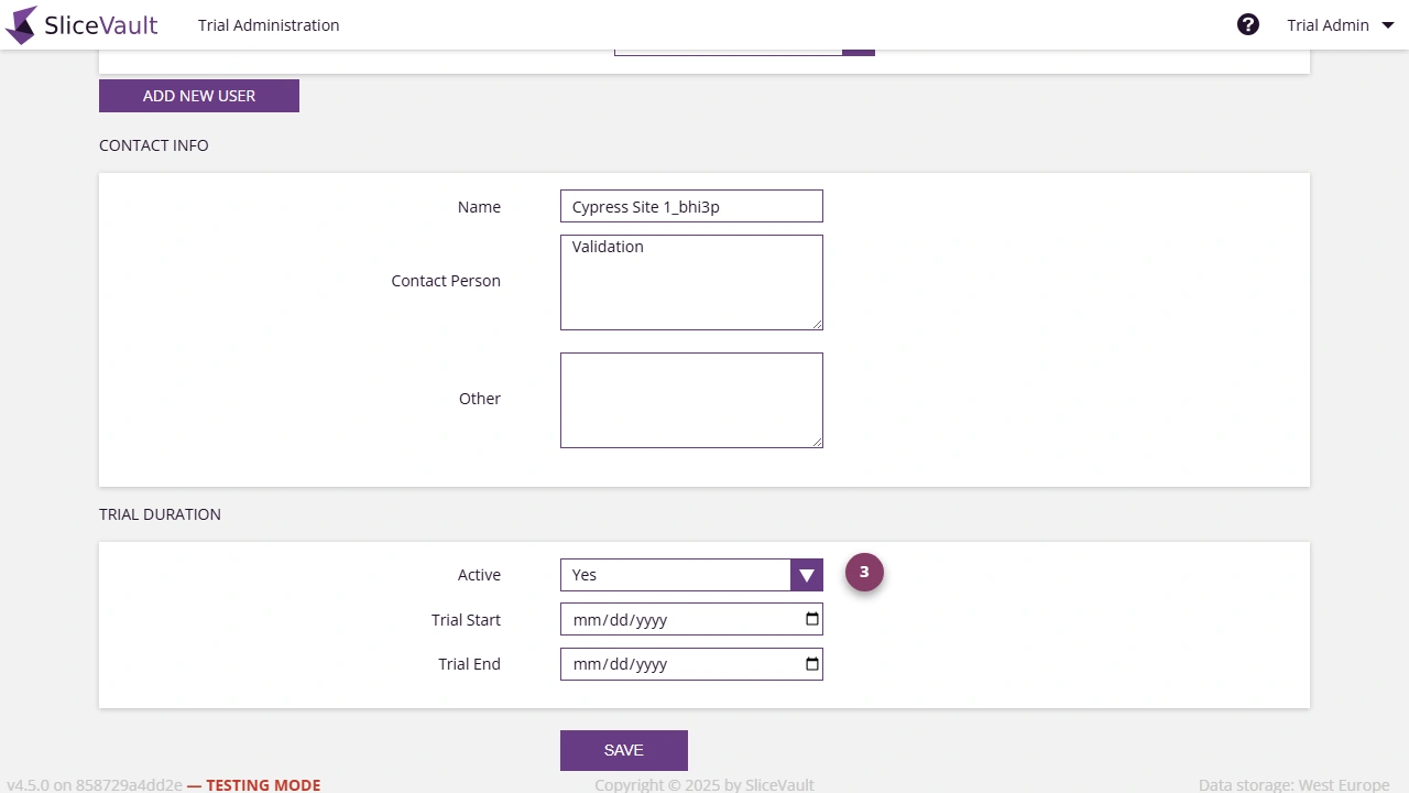 Screenshot - Site Activation