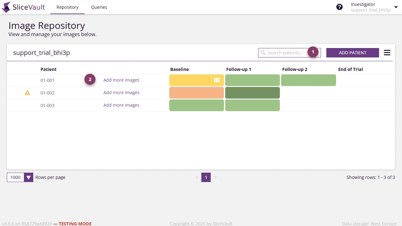 Screenshot - Start Upload from Repository