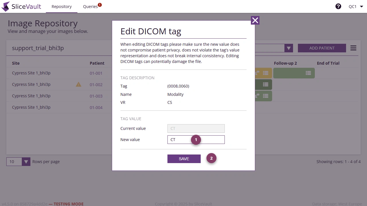 Screenshot: Tag Editing Overlay
