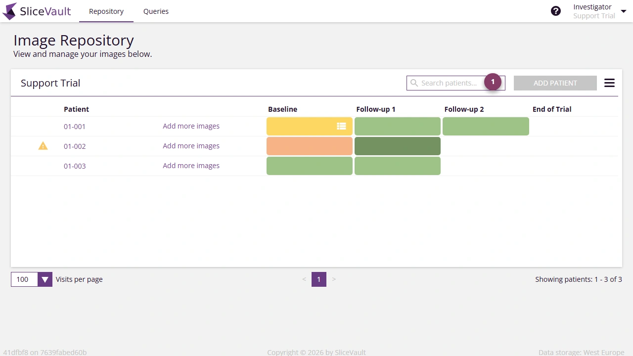 Screenshot - Disabled Add Patient Button