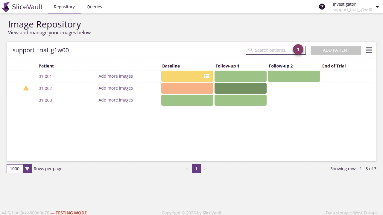 Screenshot - Disabled Add Patient Button