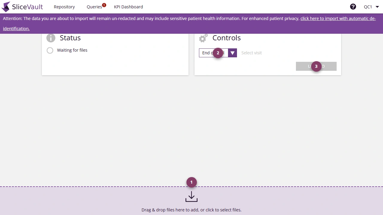 Screenshot: Upload Un-Redacted Data
