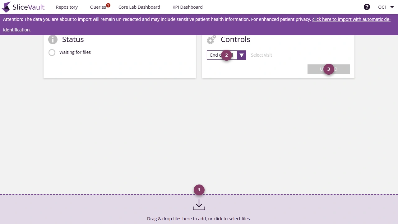 Screenshot: Upload Un-Redacted Data