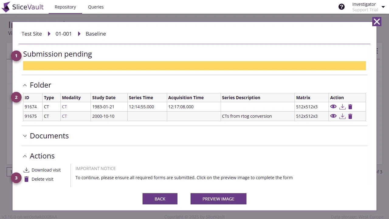 Screenshot: Visit Dashboard