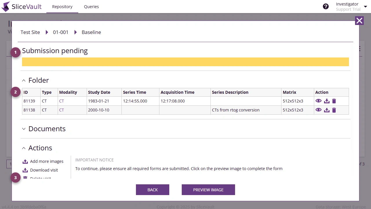 Screenshot - Investigator Visit Dashboard