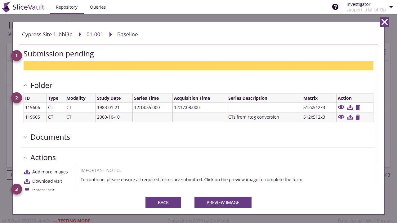 Screenshot - Investigator Visit Dashboard