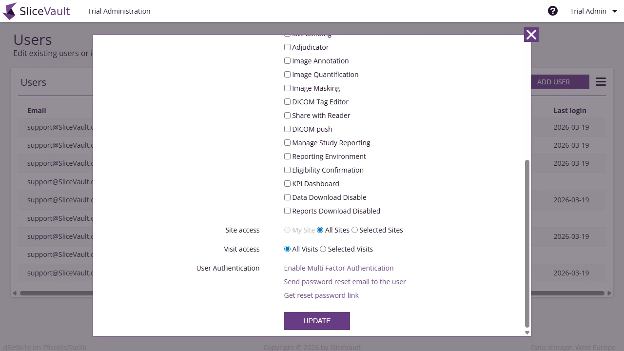 Screenshot - Visit Access Settings