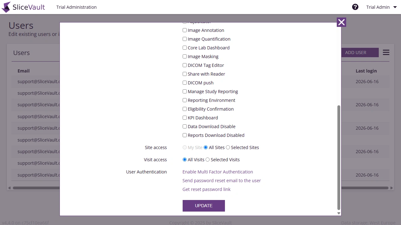 Screenshot - Visit Access Settings