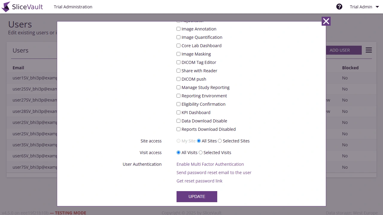 Screenshot - Visit Access Settings