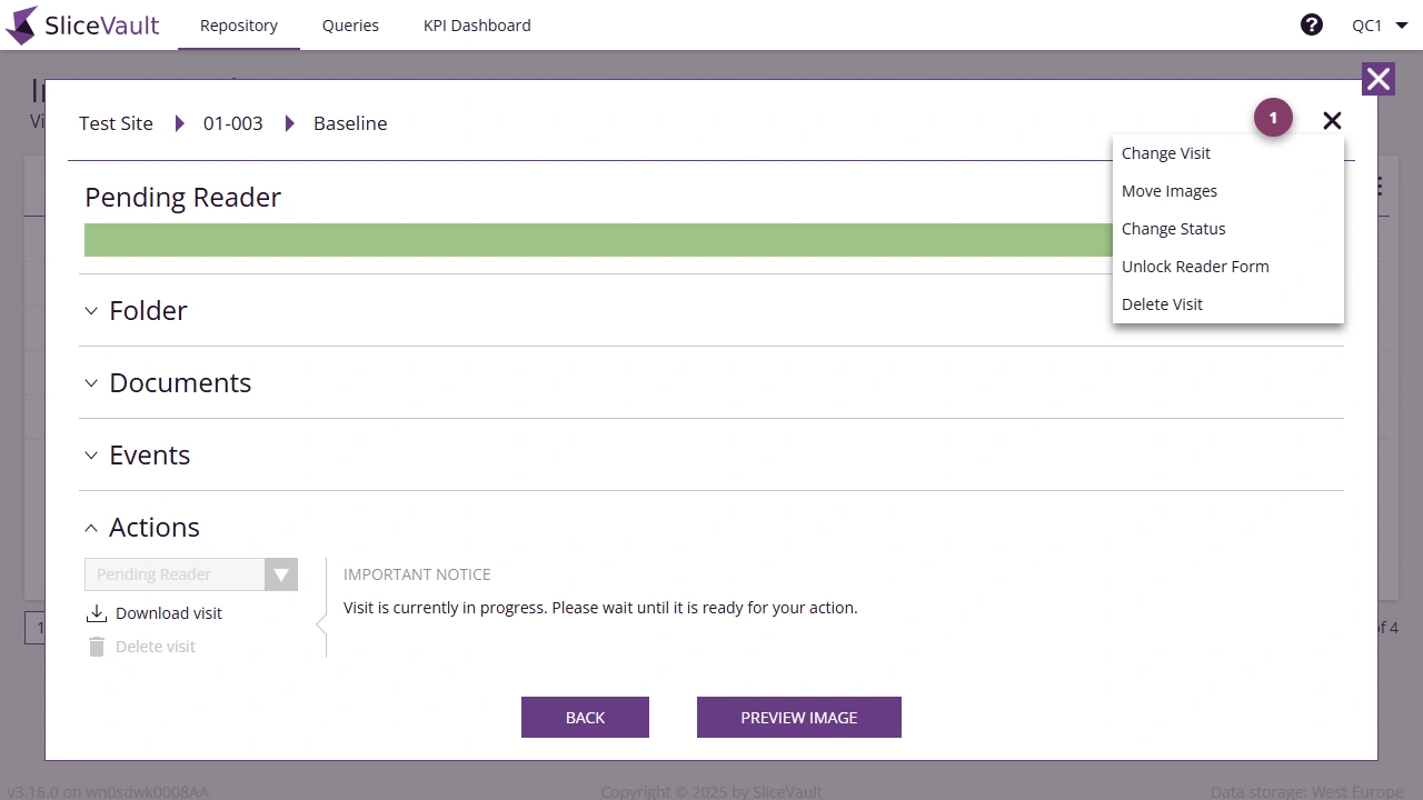 Screenshot - Visit administration tools