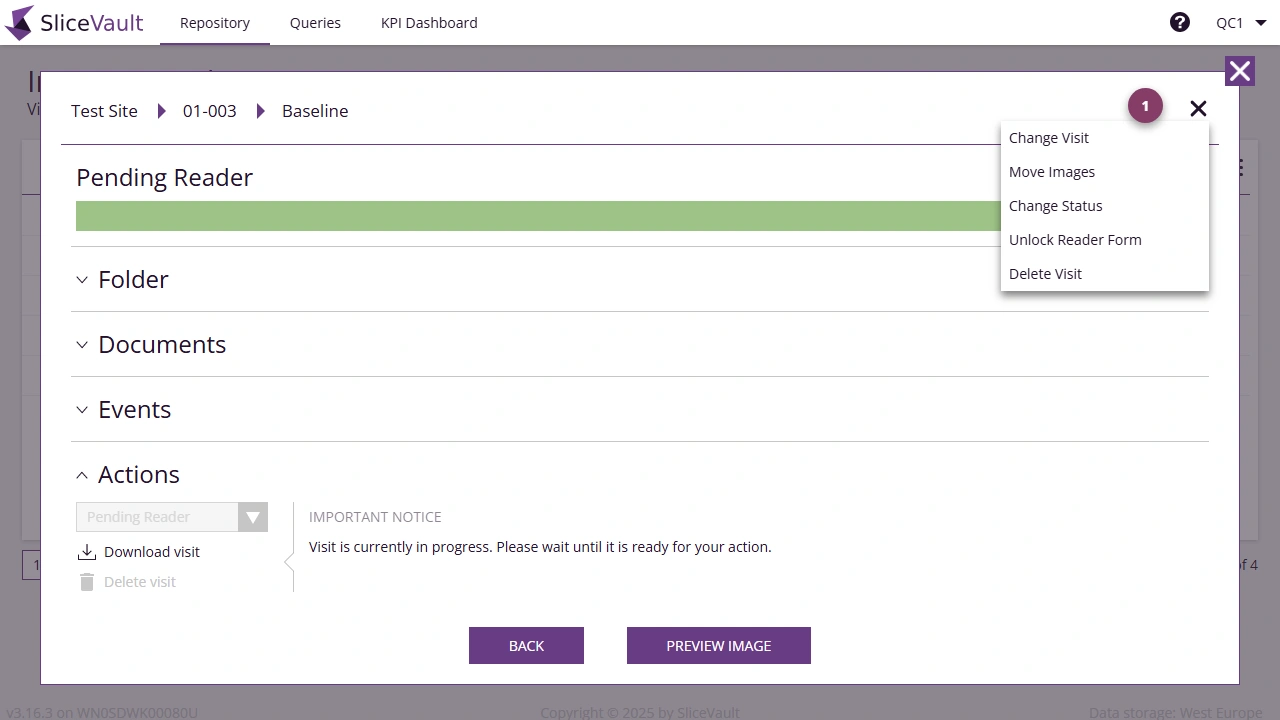 Screenshot - Visit administration tools