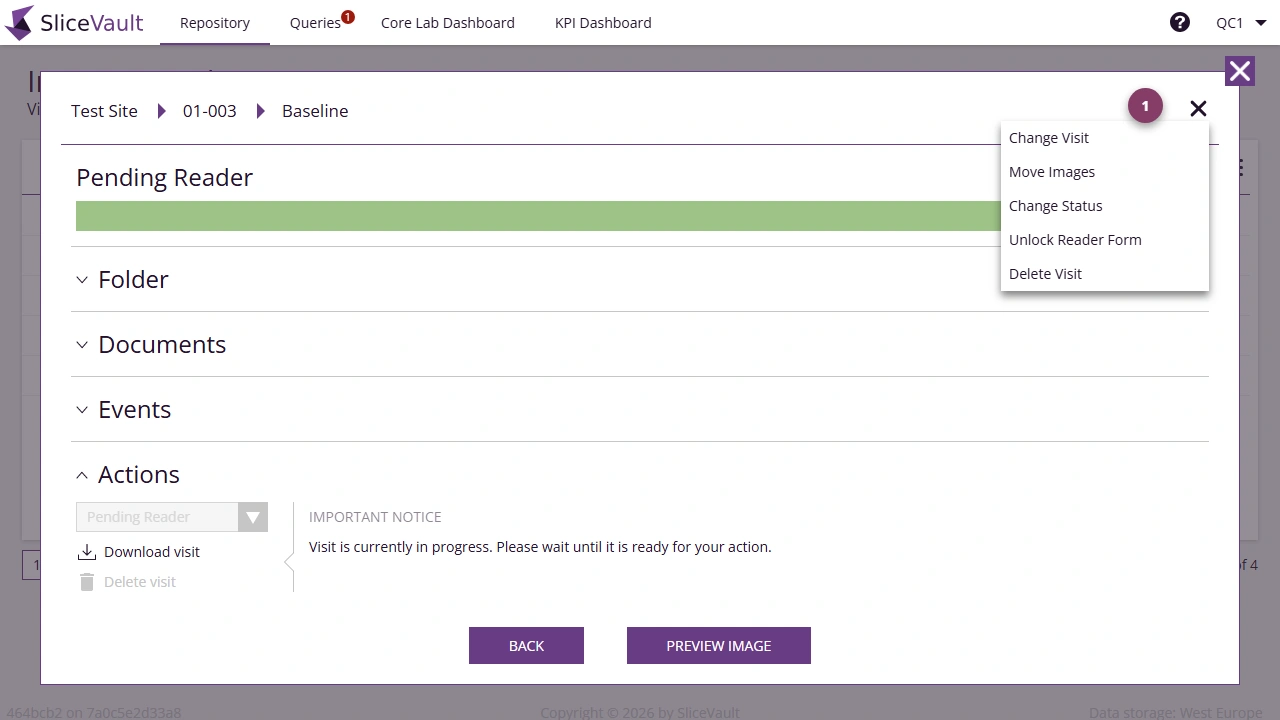 Screenshot - Visit administration tools