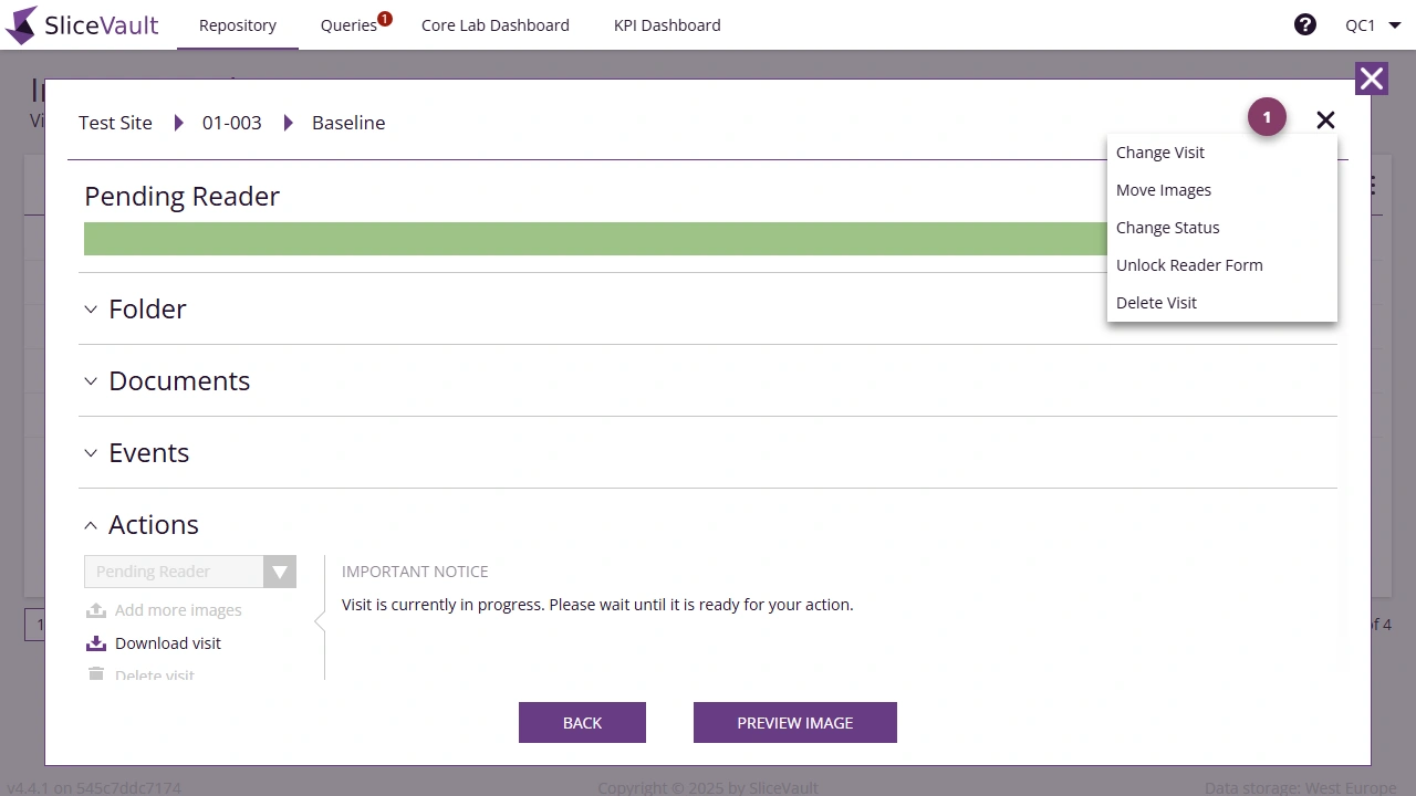 Screenshot - Visit administration tools