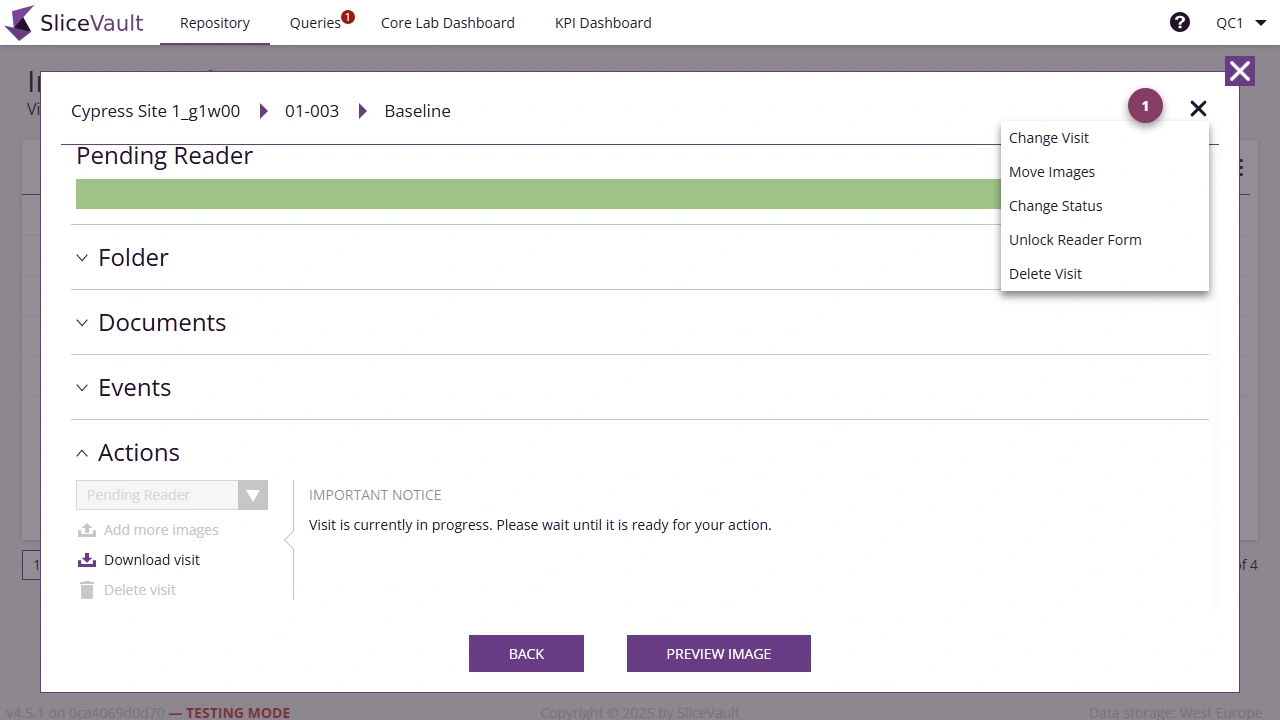 Screenshot - Visit administration tools