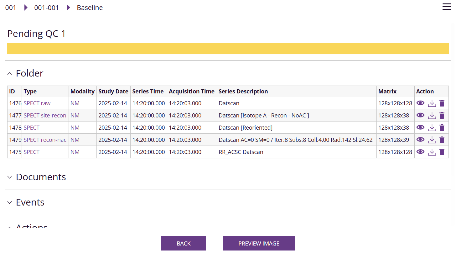 Configured image labels on the visit dashboard