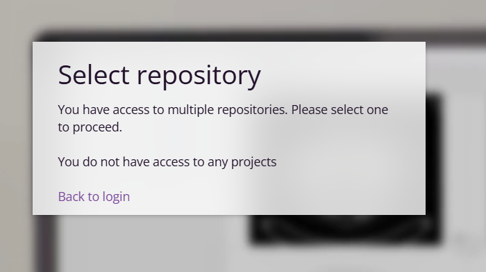 Screenshot: No Repositories Available